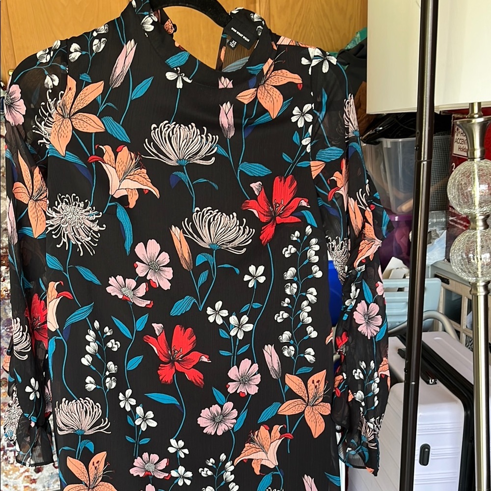 Floral Black Top